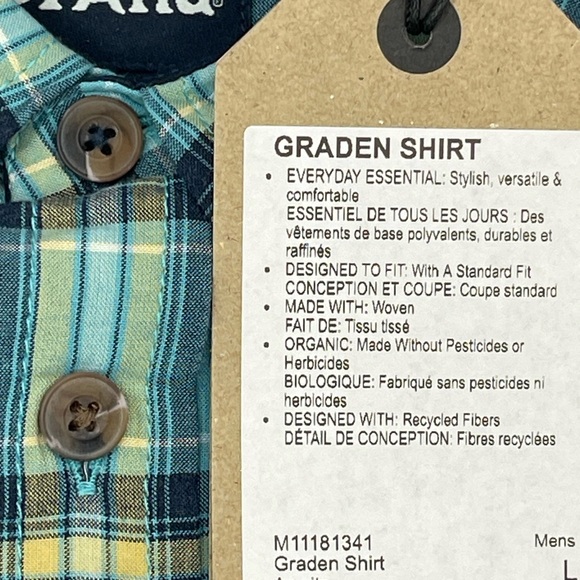 Prana Graden Shirt Men's Med & Lg 80% Organic Woven Cotton 20%Poly Color Azurite - Picture 4 of 5